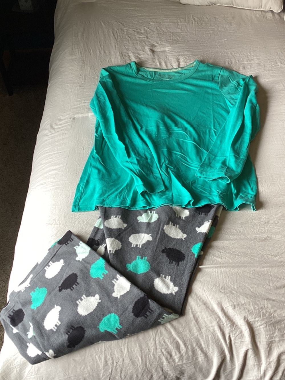 Sonoma Teal Top with Gray Sheep-Print Pajama Pants
